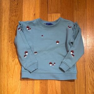 Maison‎ Me Desiree Delphinium Blue Embroidered Mushroom Crewneck Sweatshirt